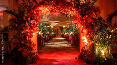 Elegant Arch Backdrop for Enchanting Event Decor with Captivating Lighting Accents