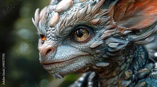 Close Up Portrait of a Fantasy Dragon Creature