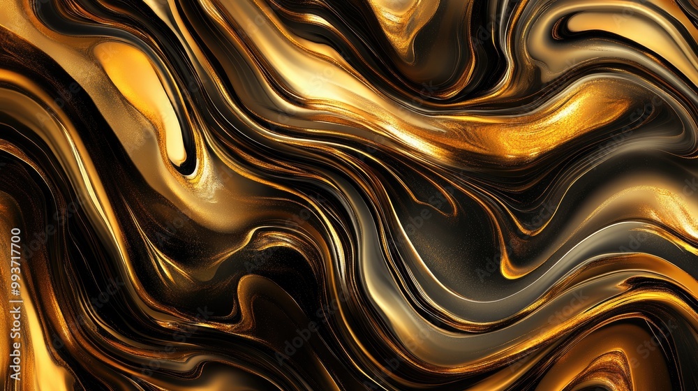 Fototapeta premium Abstract gold pattern with flowing lines, organic shapes, and rich metallic hues, modern and artistic