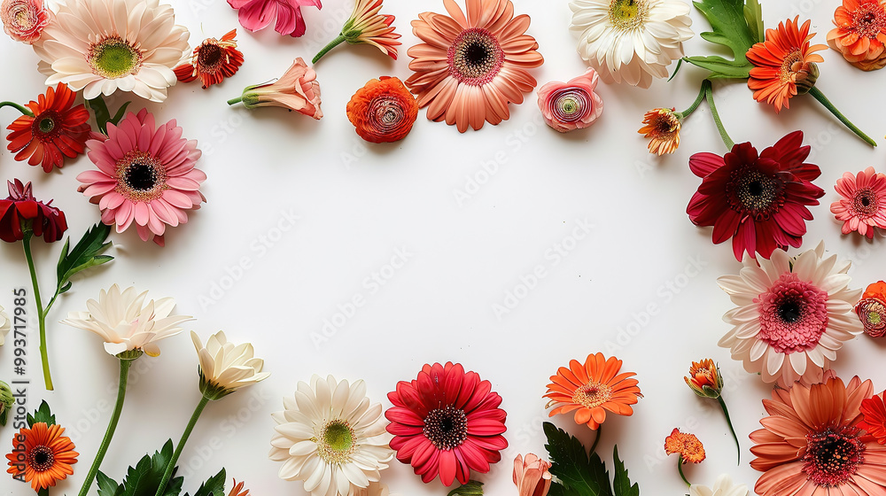 flowers frame. isolated white background. photo realistic flowers frame. isolated white background. photo realistic