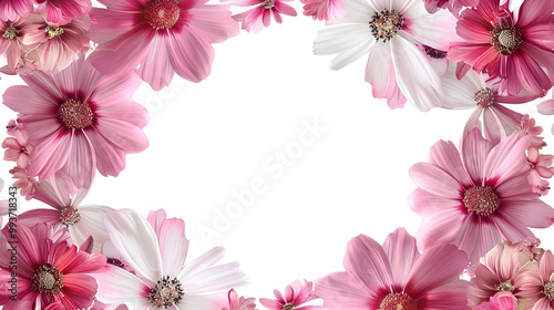 flowers frame. isolated white background. photo realistic