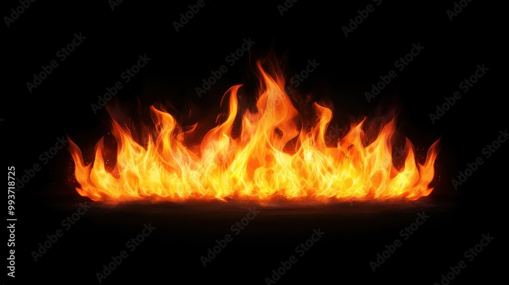 Realistic Flames Shooting Upwards on Black Background Realistic Flames Shooting Upwards on Black Background
