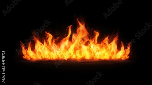 Realistic Flames Shooting Upwards on Black Background