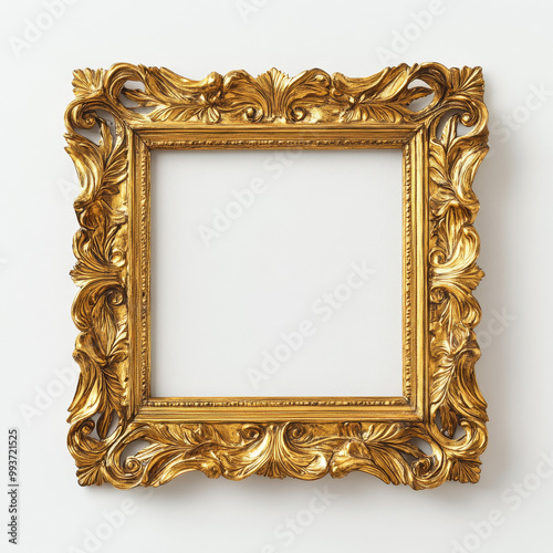 Gold photo frame on a white background