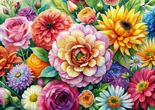 Vibrant Watercolor Floral Illustrations Perfect for Art Projects, Invitations, and Home Decor Designs