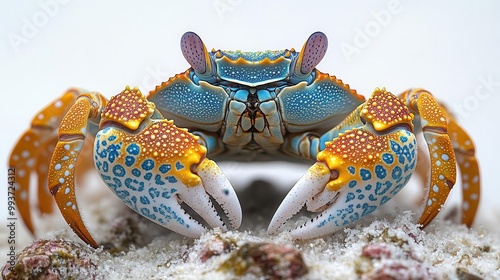 adult sally lightfoot crab showcasing its vibrant colors and intricate details against a crisp white background emphasizing the beauty of marine life