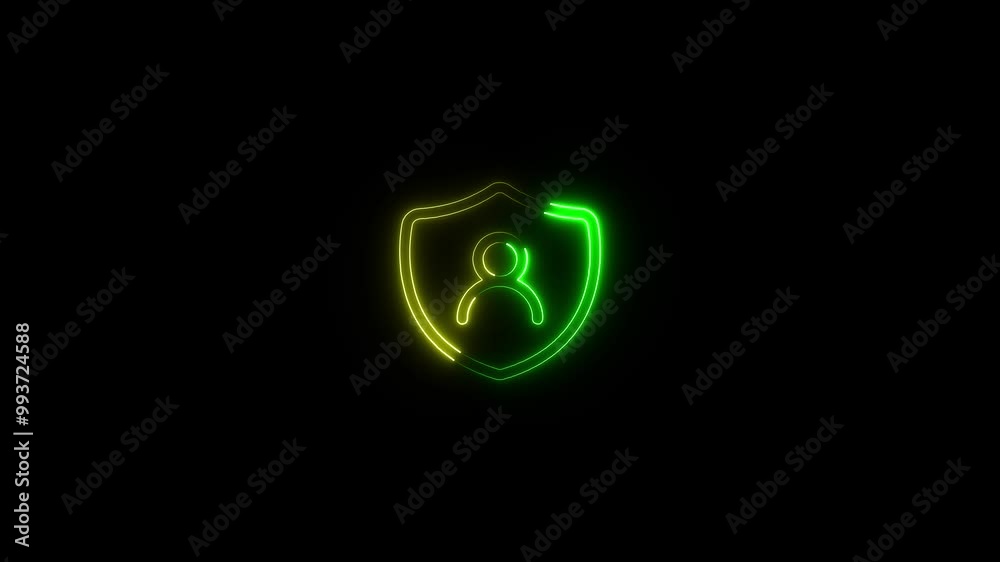User profile Security shield neon icon User profile Security shield neon icon