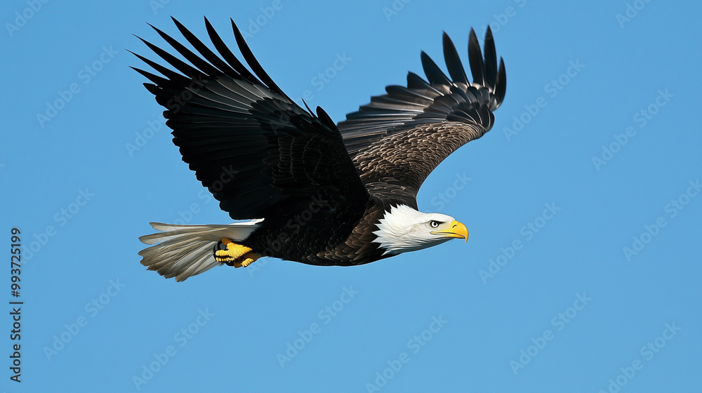 Bald Eagle in Flight with Wings Spread Wide Bald Eagle in Flight with Wings Spread Wide
