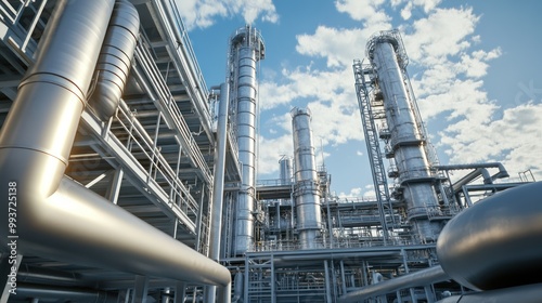 Wallpaper Mural Illustration of Refinery plant equipment for oil and gas pipeline pump selective pressure safety valve. Ai generated image Torontodigital.ca