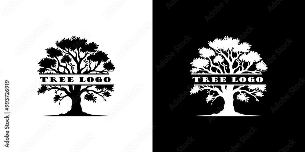 Fototapeta premium A tree-shaped logo design combined with writing