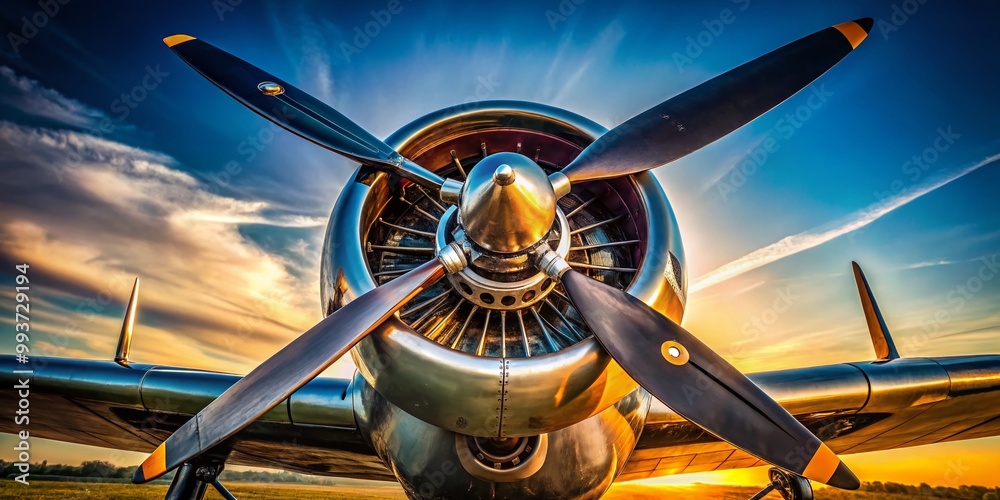 Vintage Airplane Propeller Against a Clear Sky with Rustic Charm and ...