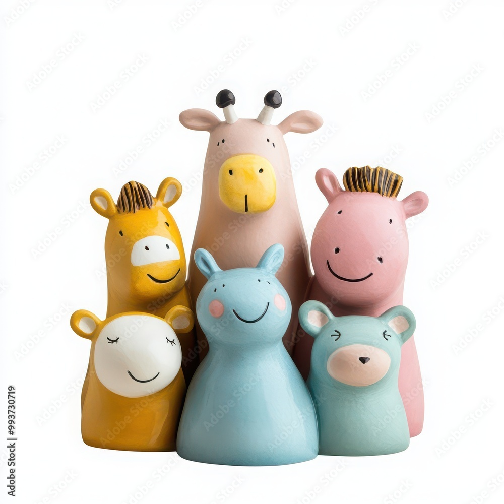 Fototapeta premium A charming collection of colorful animal figurines, perfect for children's decor and playful artistic displays.
