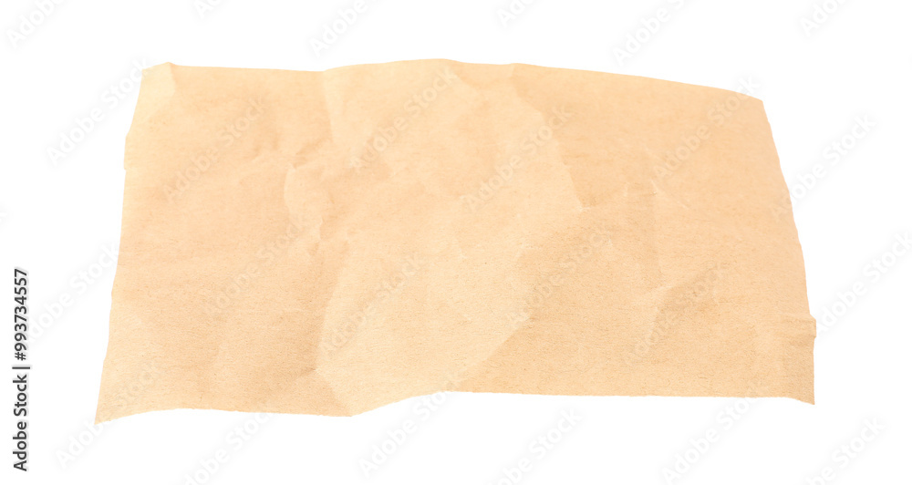 Crumpled kraft paper sheet isolated on white