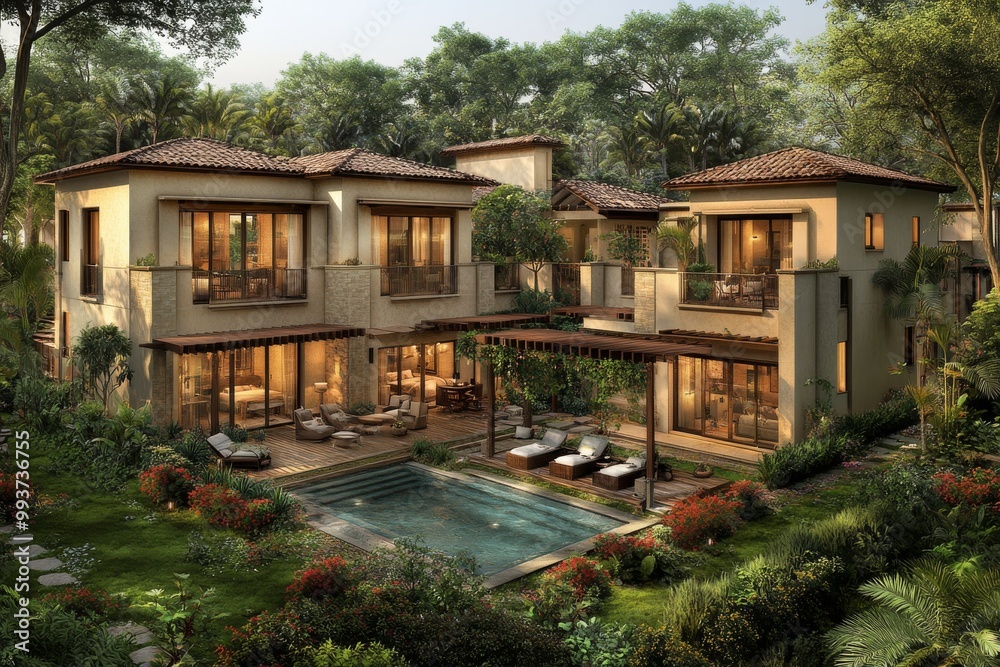 Luxury Mediterranean villa with sprawling gardens a private pool and large terraces set in a nature surrounded environment emphasizing high end living with a rustic charm Luxury Mediterranean villa with sprawling gardens a private pool and large terraces set in a nature surrounded environment emphasizing high end living with a rustic charm