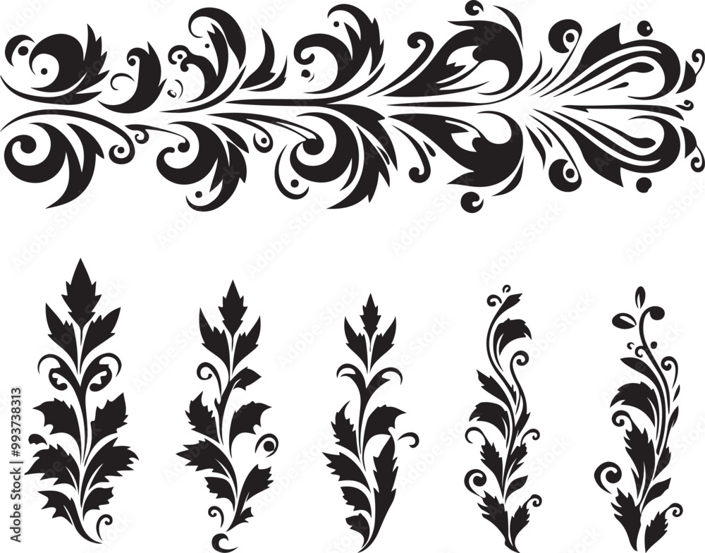 Floral Decorative elements silhouette vector illustration Floral Decorative elements silhouette vector illustration