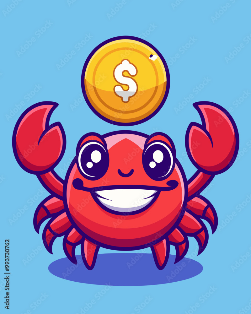 Cute Crab Holding Gold Coin Cartoon Vector Icon Illustration. Animal Finance Icon Concept Isolated Premium Vector. Flat Cartoon Style
Cute Crab Holding Gold Coin Cartoon Vector Icon Illustration. Animal Finance Icon Concept Isolated Premium Vector. Flat Cartoon Style