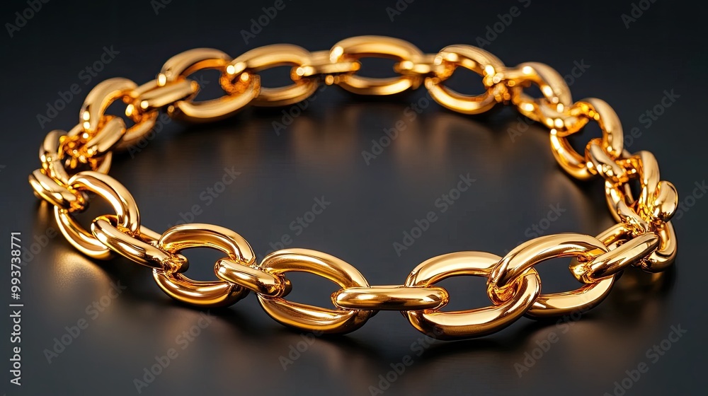 Fototapeta premium Thick gold chain with large links, high-polished finish, gleaming in bright light, symbolizing luxury