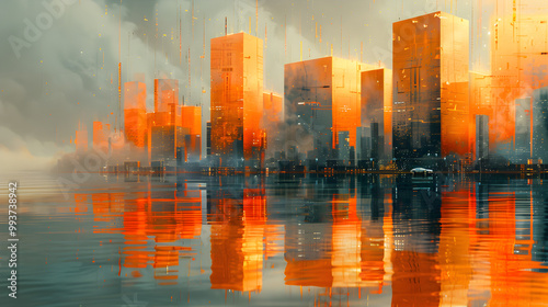 Abstract of digital art of an urban landscape