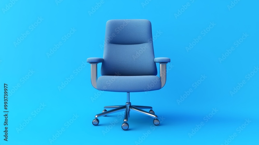 Blue office chair on a vibrant blue background. Blue office chair on a vibrant blue background.