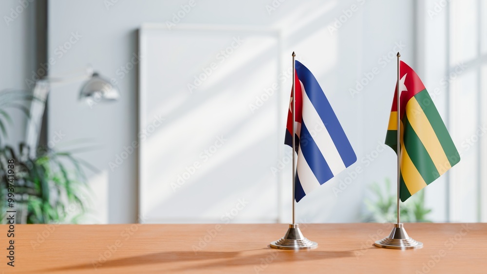 FLAGS OF CUBA AND TOGO ON TABLE FLAGS OF CUBA AND TOGO ON TABLE