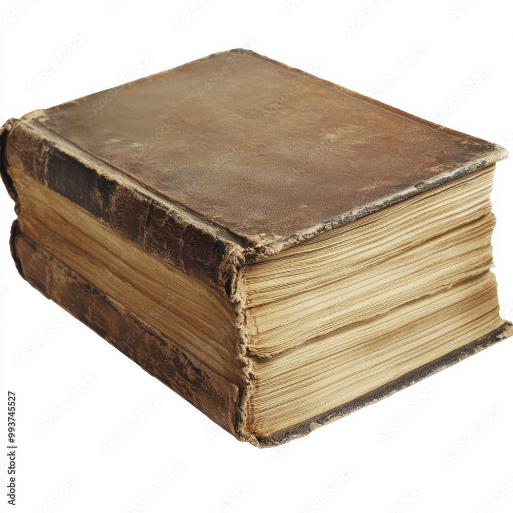 Ancient Book made of Leather and Historical Brown Papers Isolated over a White background Ancient Book made of Leather and Historical Brown Papers Isolated over a White background