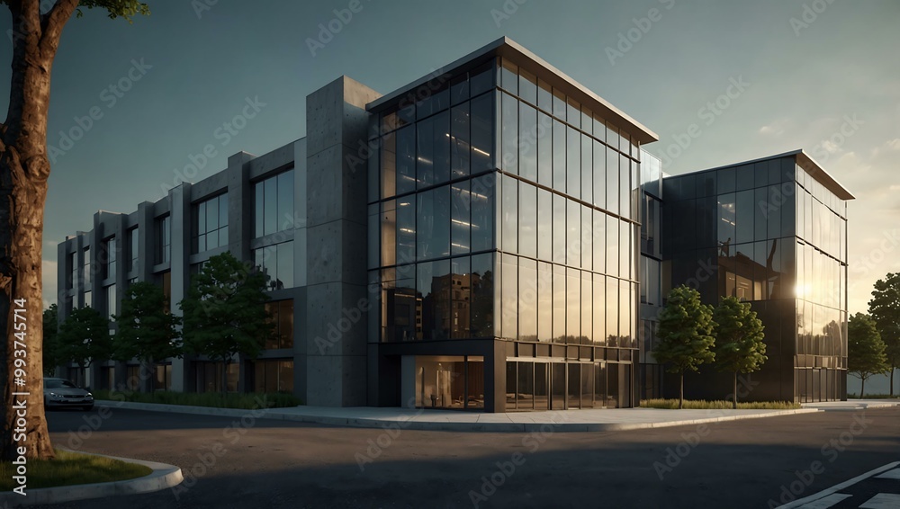 3D rendering of modern building architecture. 3D rendering of modern building architecture.