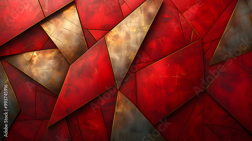 Red geometric texture with a dynamic pattern of triangles and diamonds on a dark background