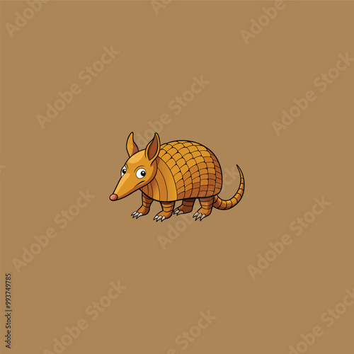 Vector cartoon illustration of a cheerful armadillo