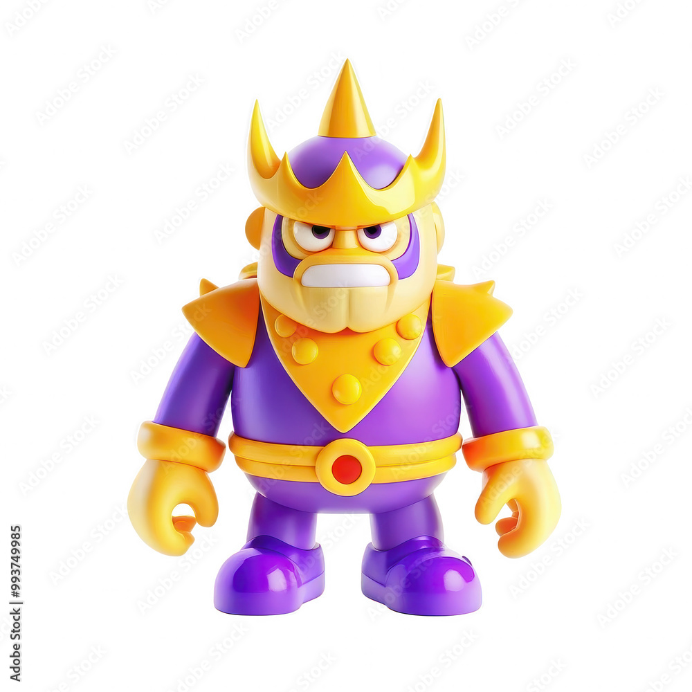 A colorful cartoon king figure featuring a purple body, yellow accents, and an expressive face. A playful design suitable for animations or toys. A colorful cartoon king figure featuring a purple body, yellow accents, and an expressive face. A playful design suitable for animations or toys.