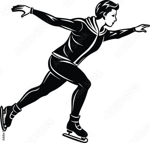 Figure skating sports silhouette vector icon, illustration on white background.