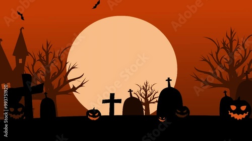 halloween background with cemetery