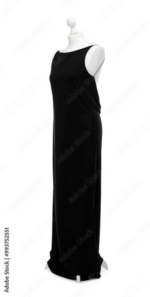 Mannequin with new stylish dress isolated on white Mannequin with new stylish dress isolated on white
