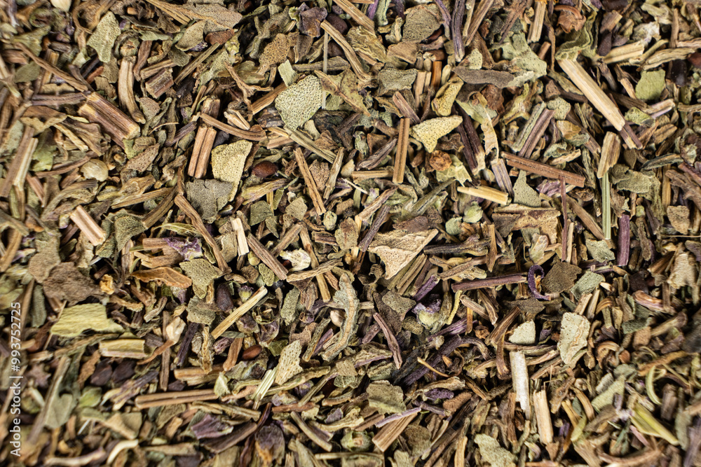 Dry basil spice seasoning macro texture top view Dry basil spice seasoning macro texture top view