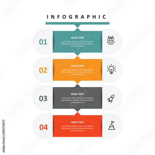 4 step vertical infographic template vector with icons 