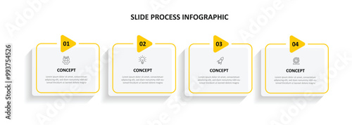 infographic template vector element with 4 step columns and icons can be used for workflow, business information and web graphic presentation 