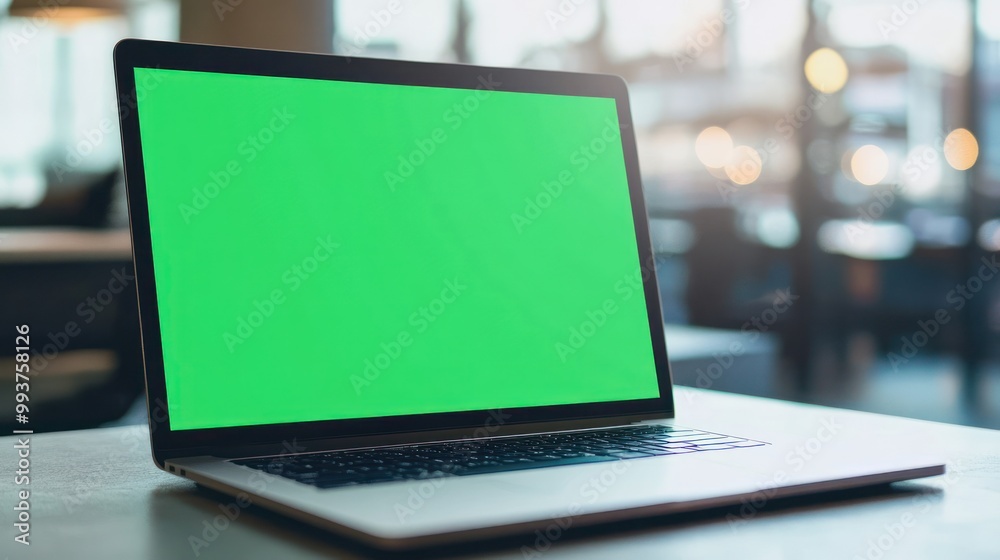 custom made wallpaper toronto digitalA laptop with a green screen, ideal for presentations or editing.