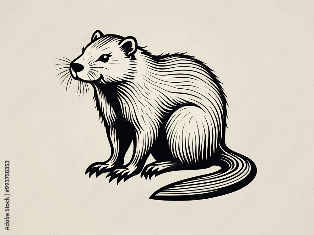 Fototapeta premium illustration of a black and white beaver