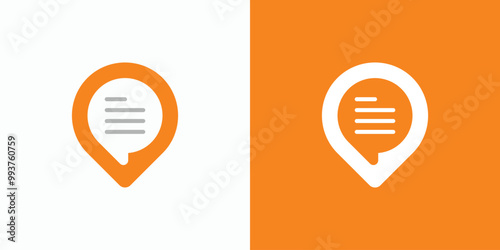 Chat bubble vector logo design in data location pin with modern, simple, clean and abstract style. Icon for business, accounting, finance and personal branding.