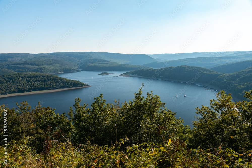 Eifel-Blick auf den Rursee von der Hubertushöhe bei Schmidt im Sommer bei schönem Wetter Eifel-Blick auf den Rursee von der Hubertushöhe bei Schmidt im Sommer bei schönem Wetter