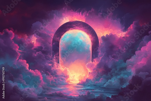 A Cosmic Gateway Through Vibrant Clouds photo