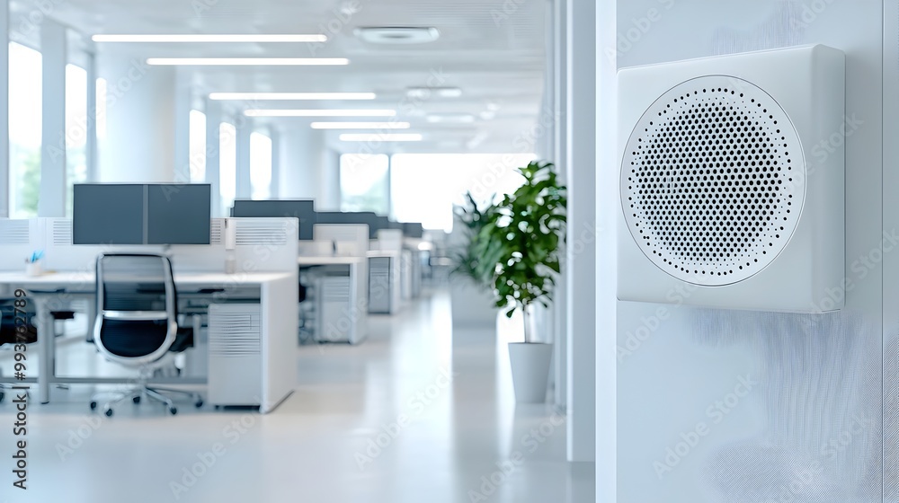 Close up view showcasing the intricate design of ventilation grilles installed in a contemporary office environment The image highlights the geometric patterns metallic finishes Close up view showcasing the intricate design of ventilation grilles installed in a contemporary office environment The image highlights the geometric patterns metallic finishes