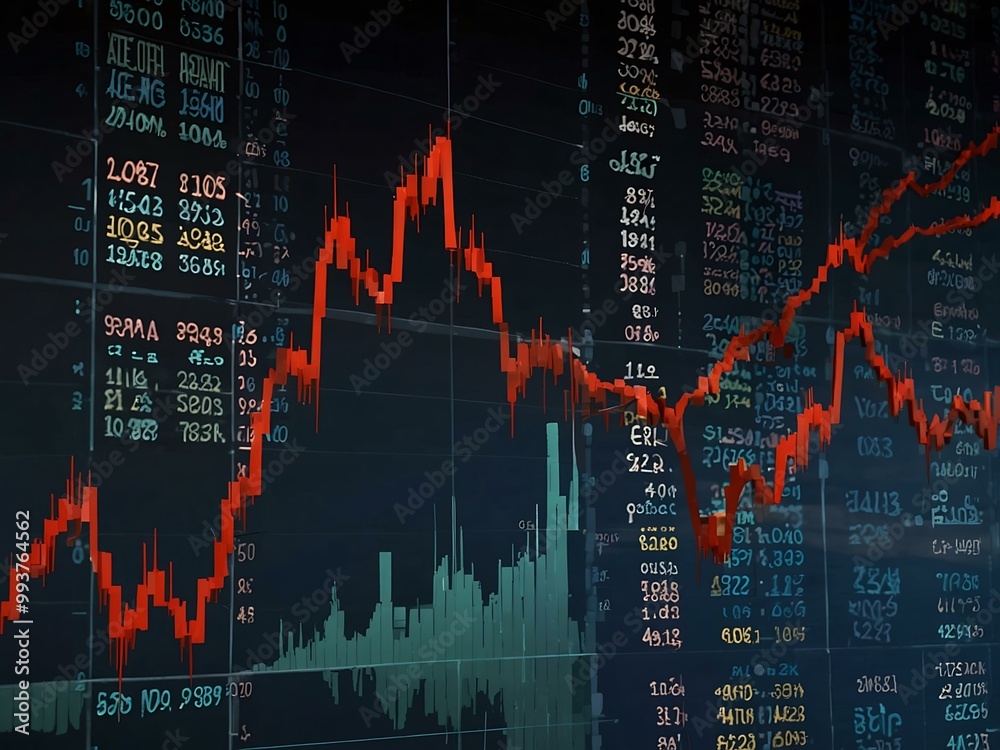 2D rendering of a stock market business graph. 2D rendering of a stock market business graph.