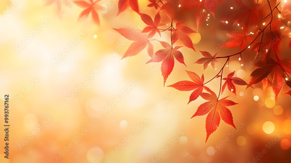 Autumn background with red and orange leaves and bokeh light effect. Autumn background with blurred nature scene Autumn background with red and orange leaves and bokeh light effect. Autumn background with blurred nature scene