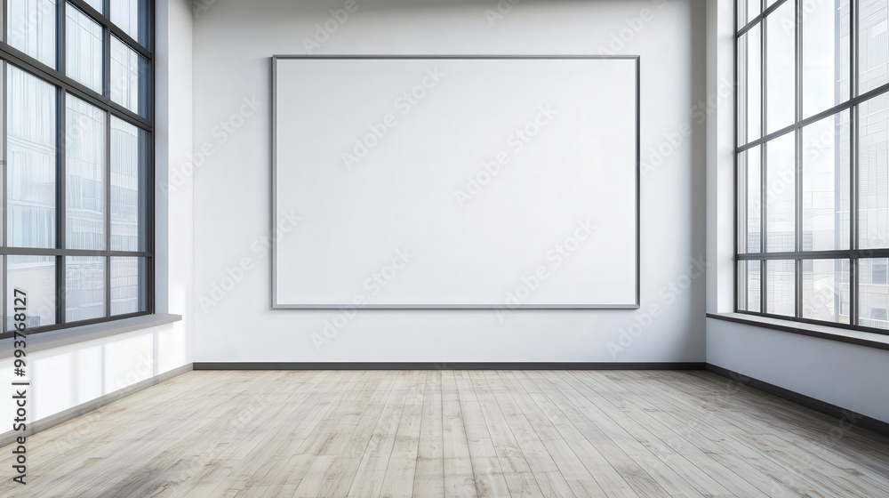 Bright airy office space, expansive windows allowing natural light, an empty whiteboard poised for ideas, ideal for collaboration and creativity in a professional setting Bright airy office space, expansive windows allowing natural light, an empty whiteboard poised for ideas, ideal for collaboration and creativity in a professional setting