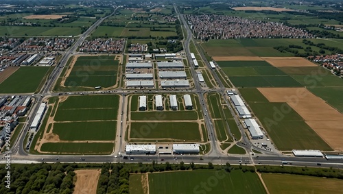 Aerial view of Sinsheim, Germany during spring lockdown.