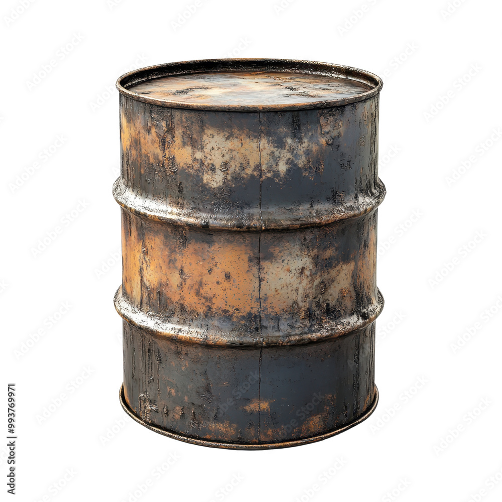 Rusty metal barrel with a worn finish, perfect for industrial, vintage, or grunge-themed photography and design projects. Rusty metal barrel with a worn finish, perfect for industrial, vintage, or grunge-themed photography and design projects.