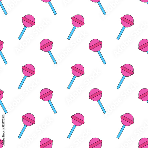Seamless Pattern with pink lollipop. Sweet Candy. Vector flat illustration. Dessert food.