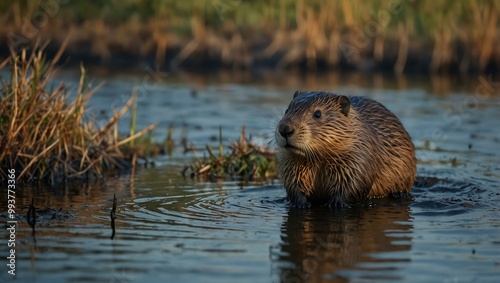 Another depiction of nutria in its environment.