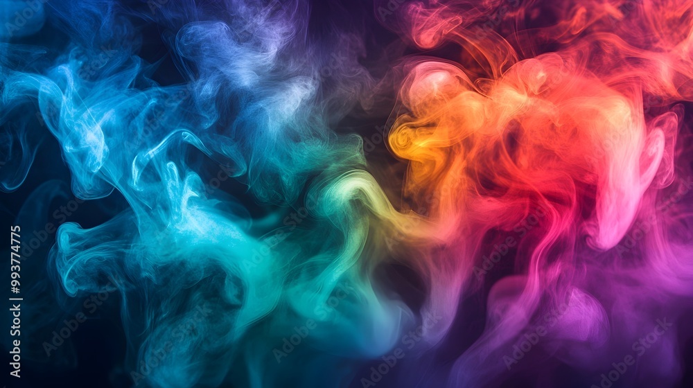 Mesmerizing Multicolored Smoke Swirls Gracefully Against Contrasting Dark Background Creating a Captivating Abstract and Visual Experience Mesmerizing Multicolored Smoke Swirls Gracefully Against Contrasting Dark Background Creating a Captivating Abstract and Visual Experience