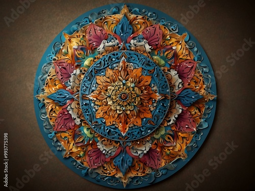 Another version of mandala art with traditional designs.